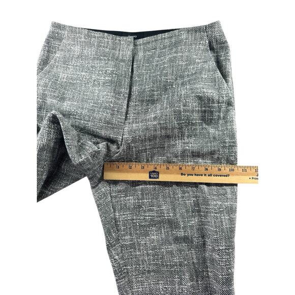 Theory Tapered Slim Pants Size 4 Canvas Tweed Slub Black White Workwear - Picture 8 of 10
